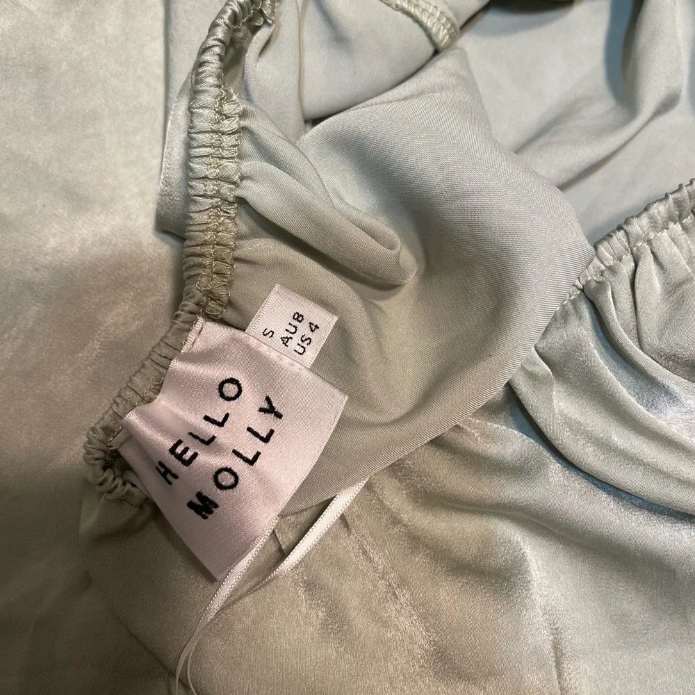 Hello Molly Done With You Satin Long Sleeve Green Dress